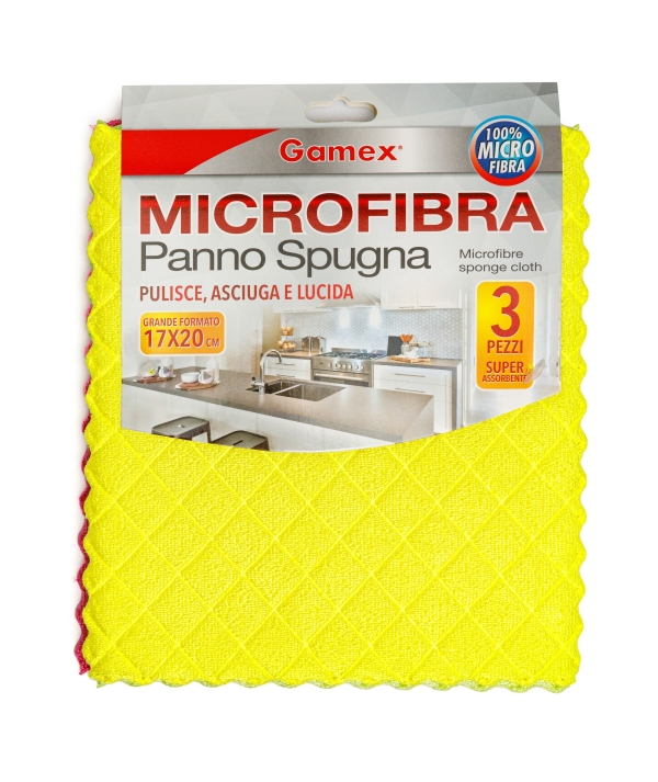 PANNO SPUGNA 3 PZ MICROFIBRA 17X20 CM 